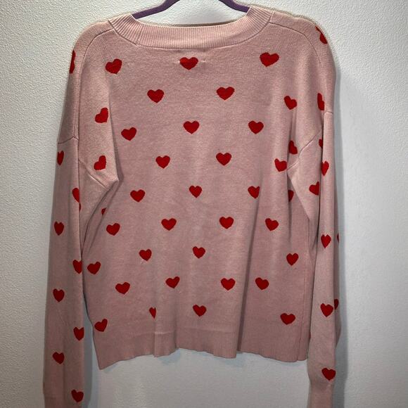 Abbott Elementary Pink Red Heart Cardigan Sweater Women’s Size M - Picture 4 of 8